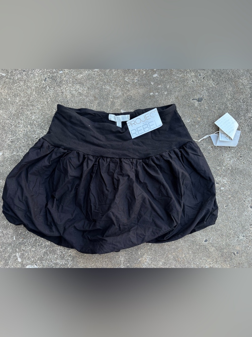 Black Bubble Skirt with Stretch Waistband